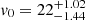 $ v_0 = 22^{+1.02}_{-1.44} $