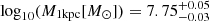 $ {\log _{10}}({M_{1 {\rm{kpc}}}}[{M_ \odot }]) = 7.75_{ - 0.03}^{ + 0.05} $