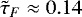 $\tilde{\tau}_F \approx 0.14$