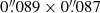 $ 0{{\overset{\prime\prime}{.}}}089\times0{{\overset{\prime\prime}{.}}}087 $