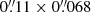 $ 0{{\overset{\prime\prime}{.}}}11\times0{{\overset{\prime\prime}{.}}}068 $