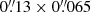 $ 0{{\overset{\prime\prime}{.}}}13\times0{{\overset{\prime\prime}{.}}}065 $