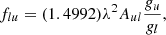 $$ \begin{aligned} f_{lu}=(1.4992)\lambda ^2A_{ul}\frac{g_u}{g_l} , \end{aligned} $$