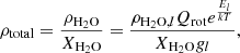 $$ \begin{aligned} \rho _{\rm total}=\frac{\rho _{\rm H_2O}}{X_{\rm H_2O}}=\frac{\rho _{\mathrm{H_2O},l}Q_{\rm rot}e^{\frac{E_l}{kT}}}{X_{\rm H_2O}g_l} , \end{aligned} $$