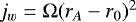 $j_w = \Omega (r_A - r_0)^2$