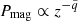 $ P_{\mathrm{mag}} \propto z^{-\tilde q} $