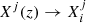 $ X^j(z) \rightarrow X^j_{i} $