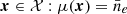 $ {{{\boldsymbol{x}}}}\in \mathcal{X}: \mu({{{\boldsymbol{x}}}}) = \bar{n}_e $