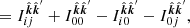 $$ \begin{aligned}&= I_{ij}^{\hat{\boldsymbol{k}}\hat{\boldsymbol{k}}^{\prime} } + I_{00}^{\hat{\boldsymbol{k}}\hat{\boldsymbol{k}}^{\prime} } - I_{i0}^{\hat{\boldsymbol{k}}\hat{\boldsymbol{k}}^{\prime} } - I_{0j}^{\hat{\boldsymbol{k}}\hat{\boldsymbol{k}}^{\prime} }, \end{aligned} $$