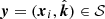 $ {{{\boldsymbol{y}}}}=({{{\boldsymbol{x}}}}_i, \hat{{\boldsymbol{k}}}) \in \mathcal{S} $