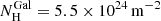$ N^{\mathrm{Gal}}_{\mathrm{H}} = 5.5 \times 10^{24}\,\mathrm{m}^{-2} $