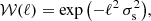 Mathematical equation: $$ \begin{aligned} {\mathcal{W} }(\ell ) = \exp {\left( - \ell ^2 \, \sigma _{\rm s}^2 \right)} , \end{aligned} $$