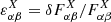 Mathematical equation: $ \varepsilon_{\alpha \beta}^{X} = \delta F_{\alpha \beta}^{X}/F_{\alpha \beta}^{X} $