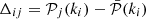 $ \Delta_{ij} = \mathcal{P}_j(k_i) - \bar{\mathcal{P}}(k_i) $