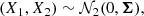 $$ \begin{aligned} (X_1,X_2)\sim \mathcal{N} _2(0,\boldsymbol{\Sigma }), \end{aligned} $$