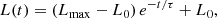 $$ \begin{aligned} L(t)= (L_{\mathrm{max}} - L_0)\,e^{-t/\tau } + L_0, \end{aligned} $$