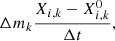 $$ \begin{aligned} \Delta m_k {X_{i,k}-X_{i,k}^{0} \over \Delta t}, \end{aligned} $$