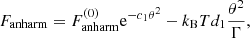 $$ \begin{aligned} F_{\rm anharm} = F_{\rm anharm}^{(0)} \mathrm{e}^{-c_1 \theta ^2} - k_{\rm B} T d_1 \frac{\theta ^2}{\Gamma }, \end{aligned} $$