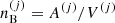 $ n_{\mathrm{B}}^{(j)}=A^{(j)}/V^{(j)} $