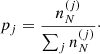 $$ \begin{aligned} p_j=\frac{n_N^{(j)}}{\sum _j n_N^{(j)}}\cdot \end{aligned} $$
