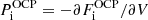 $ P_{\mathrm{i}}^{\mathrm{OCP}} = - \partial F_{\mathrm{i}}^{\mathrm{OCP}}/\partial V $
