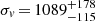 $ \sigma_{\mathit{v}}\,{=}\,1089_{-115}^{+178} $