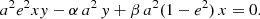 $$ \begin{aligned}&a^2 e^2 x{ y} -\alpha \,a^2\,{ y} + \beta \,a^2(1-e^2)\, x = 0. \end{aligned} $$