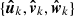 $ \{\boldsymbol{\hat{u}}_k, \boldsymbol{\hat{v}}_k, \boldsymbol{\hat{w}}_k\} $
