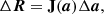 $$ \begin{aligned} \Delta \boldsymbol{R} = \mathbf{J} (\boldsymbol{a}) \Delta \boldsymbol{a}, \end{aligned} $$
