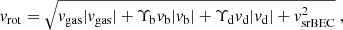 $$ \begin{aligned} { v}_\mathrm{rot} =\sqrt{{ v}_\mathrm{gas} |{ v}_\mathrm{gas} |+\Upsilon _\mathrm{b} { v}_\mathrm{b} |{ v}_\mathrm{b} |+ \Upsilon _\mathrm{d} { v}_\mathrm{d} |{ v}_\mathrm{d} |+{ v}^2_\mathrm{srBEC} }~, \end{aligned} $$