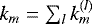 $k_m = \sum_l k_m^{(l)}$