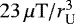 $23 \,\mu{\textrm{T}}/r_{\textrm{U}}^3$