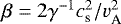 $\beta=2\gamma^{-1}c_{\textrm{s}}^2/v_{\textrm{A}}^2$
