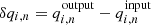 $ \delta q_{i,n} = q_{i,n}^{\mathrm{output}} - q_{i,n}^{\mathrm{input}} $
