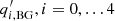 $ q_{i,\mathrm{BG}}^\prime, i=0,\ldots 4 $