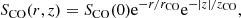 $$ \begin{aligned} {S_{\rm CO}(r,z)} = S_{\rm CO}(0)\mathrm{e}^{-r/r_{\rm CO}}\mathrm{e}^{-|z|/z_{\rm CO}}, \end{aligned} $$