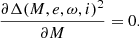 $$ \begin{aligned} \frac{\partial \Delta (M, e, \omega , i)^2}{\partial M} = 0. \end{aligned} $$