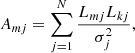 $$ \begin{aligned} A_{mj} = \sum _{j=1}^N \frac{L_{mj} L_{kj}}{\sigma _j^2}, \end{aligned} $$