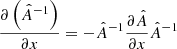 $ \frac{\partial \left( \hat{A}^{-1} \right)}{\partial x} = - \hat{A}^{-1} \frac{\partial \hat{A}}{\partial x} \hat{A}^{-1} $