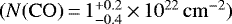 $(N(\mathrm{CO})\,{=}\,1^{&#x002B;0.2}_{-0.4}\,{\times}\,10^{22}\mathrm{\,cm^{-2}})$