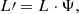$$ \begin{aligned} L\prime =L\cdot \Psi , \end{aligned} $$
