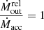 $ \frac{\dot{M}_{\mathrm{out}}^{\mathrm{rel}}}{\dot{M}_{\mathrm{acc}}}=1 $