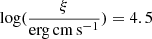 $ \mathrm{log}(\frac{\xi}{\mathrm{erg}\,\mathrm{cm}\,\mathrm{s}^{-1}})=4.5 $