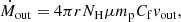 $$ \begin{aligned} \dot{M}_{\rm out} = 4 \pi r N_{\rm H} \mu m_{\rm p} C_{\rm f} { v}_{\rm out}, \end{aligned} $$
