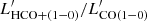 Mathematical equation: $ L^\prime_\mathrm{HCO+(1{-}0)}/L^\prime_\mathrm{CO(1{-}0)} $