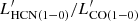 Mathematical equation: $ L^\prime_\mathrm{HCN(1{-}0)}/L^\prime_\mathrm{CO(1{-}0)} $