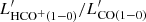 Mathematical equation: $ L^\prime_\mathrm{HCO^{+}(1{-}0)}/L^\prime_\mathrm{CO(1{-}0)} $