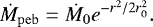 \begin{equation*}\dot{M}_{\mathrm{peb}}=\dot{M}_0 e^{-r^2/2r^2_0}. \end{equation*}