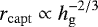 $r_{\mathrm{capt}}\propto h^{-2/3}_{\mathrm{g}}$
