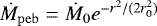 $\dot{M}_{\mathrm{peb}}=\dot{M}_0 e^{-r^2/(2r^2_0)}$